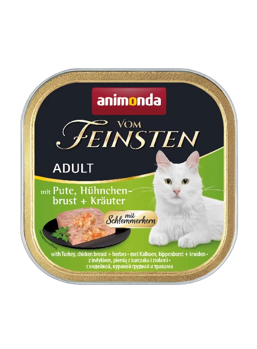 Animonda Cat Vom Feinsten Adulte Dinde Avec Poitrine De Poulet Et Fines Herbes 100g X12 1 Animonda Cat Vom Feinsten Adulte Dinde Avec Poitrine De Poulet Et Fines Herbes 100g X12