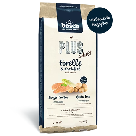 BOSCH Plus Adult Truite & Pommes De Terre 12.5kg 1 BOSCH Plus Adult Truite & Pommes De Terre 12.5kg