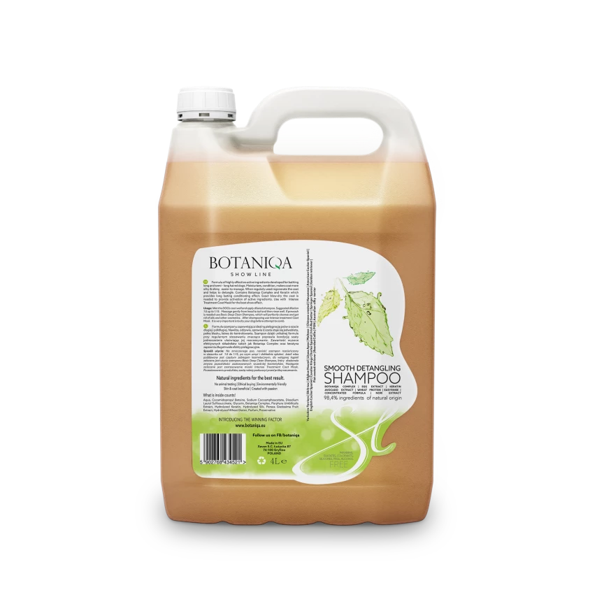 BOTANIQA Smooth Detangling Shampoo Shampooing Lissant Pour Chiens à Poils Longs 4l 1 BOTANIQA Smooth Detangling Shampoo Shampooing Lissant Pour Chiens à Poils Longs 4l