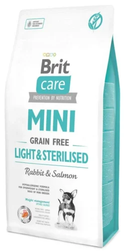 Brit Care Mini Grain Free Light & Sterilised Avec Du Lapin Et Du Saumon 7 Kg
