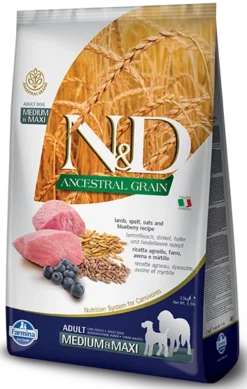 Farmina N&D Ancestral Grain Canine Adult Medium&Maxi Agneau & Myrtille 2,5kg