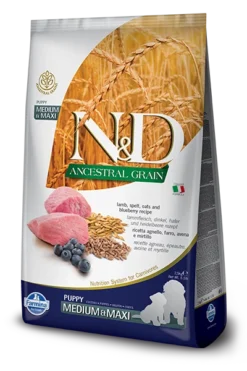 Farmina N&D Ancestral Grain Canine Puppy Medium&Maxi Lamb&Blueberry 12kg