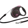 Flexi Laisse Noir Design M Corde 5m Jusqu'à 25kg Rose