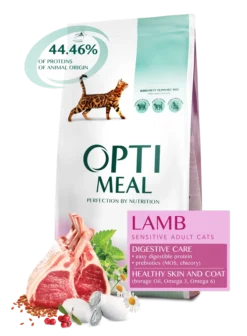 OPTIMEAL Adulte Chats Avec Agneau SENSIBLE 10kg