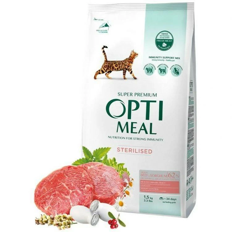 OPTIMEAL Adulte Pour Chats Avec Boeuf SORGO 10kg 1 OPTIMEAL Adulte Pour Chats Avec Boeuf SORGO 10kg