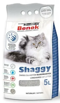 SUPER BENEK Litière Shaggy - Litière Pour Chats à Poils Longs 5L