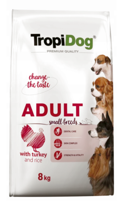Tropidog Premium Adulte Petites Races Avec Dinde Et Riz 8kg