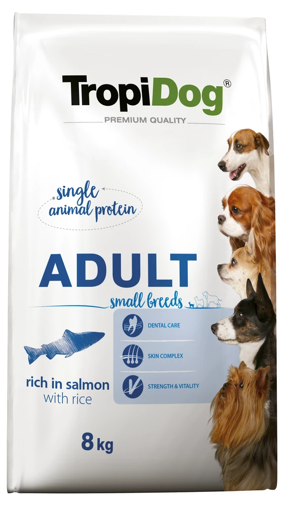 Tropidog Premium Adultes Petites Races Saumon Et Riz 8kg + Surprise Gratuite Pour Chien 1 Tropidog Premium Adultes Petites Races Saumon Et Riz 8kg + Surprise Gratuite Pour Chien