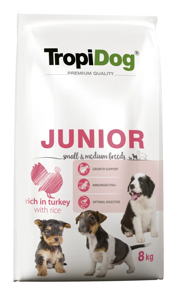 Tropidog Premium Junior Petites Et Moyennes Races Saumon Avec Riz 8kg 1 Tropidog Premium Junior Petites Et Moyennes Races Saumon Avec Riz 8kg
