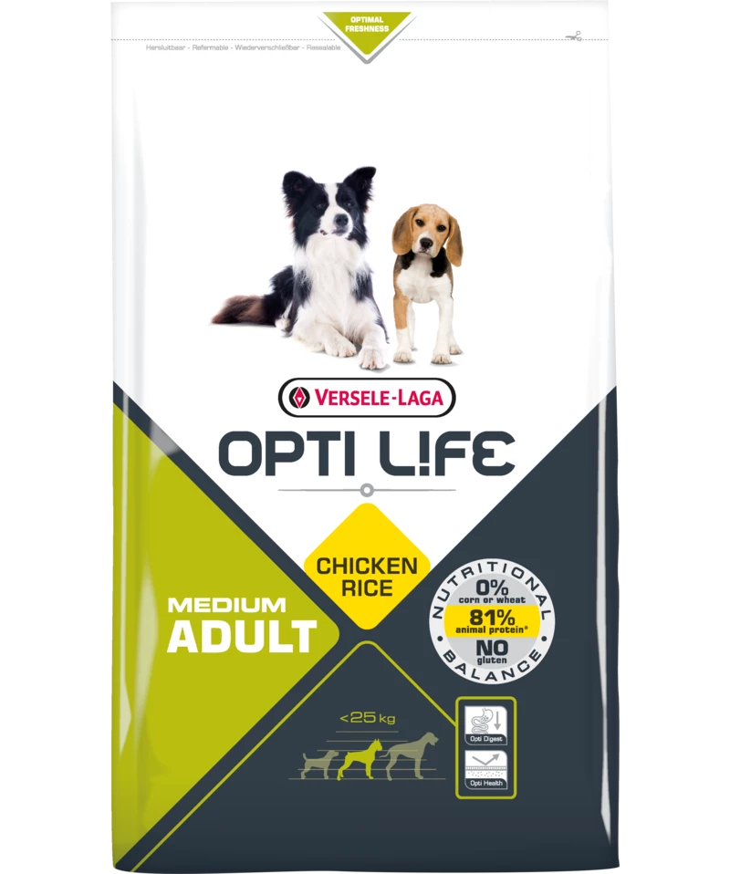 Versele-Laga Opti Life Adult Medium Au Poulet Et Au Riz 12.5kg 1 Versele-Laga Opti Life Adult Medium Au Poulet Et Au Riz 12.5kg