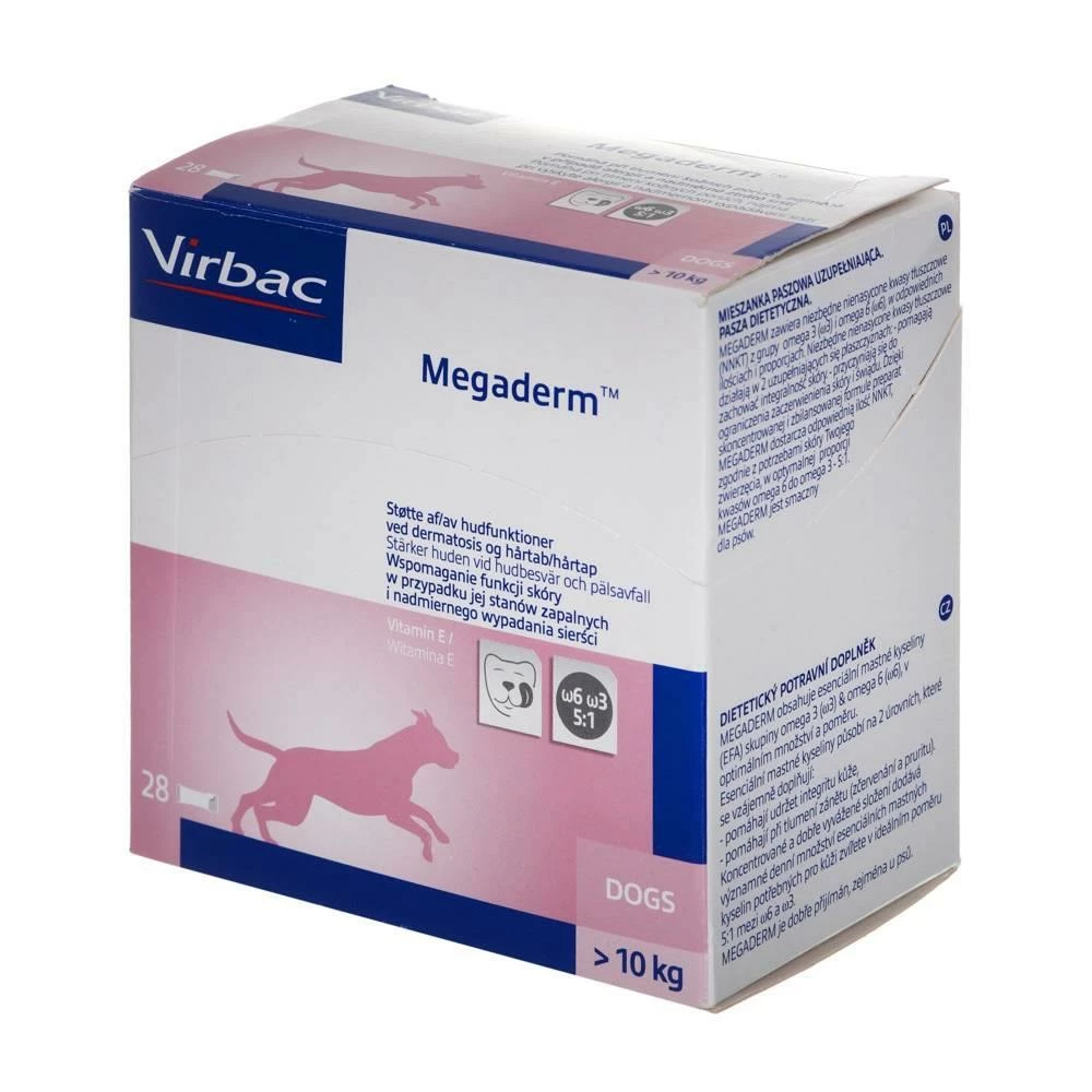 Virbac Megaderm 28x8 Ml Complément Alimentaire Pour Chiens 10-30 Kg Pour Les Problèmes De Peau 1 Virbac Megaderm 28x8 Ml Complément Alimentaire Pour Chiens 10-30 Kg Pour Les Problèmes De Peau