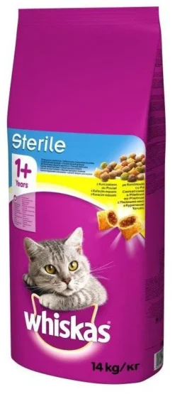 WHISKAS Croquettes Pour Chat 1+ Stérile Avec Poulet 14kg